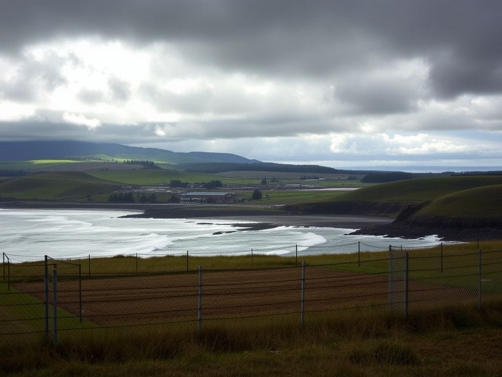 Flick International Dramatic landscape view of the Oregon coast with a barren 4.3-acre parcel of land proposed for an ICE facility near Portland.