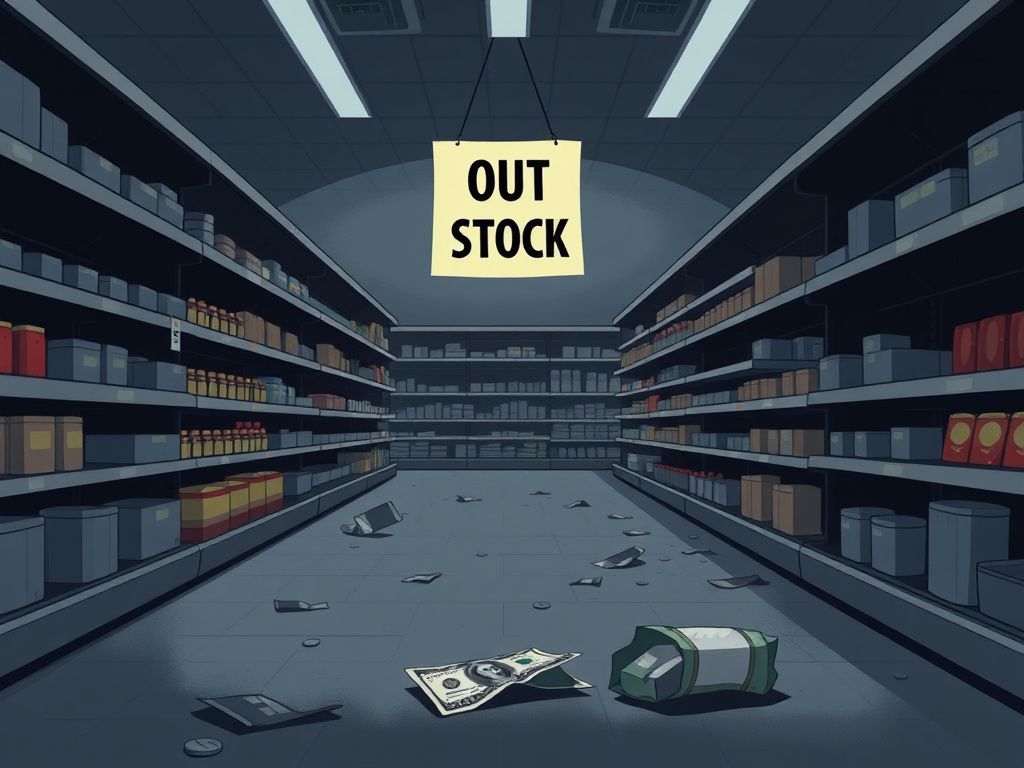 Flick International Empty grocery store aisle highlighting food insecurity effects during government shutdown