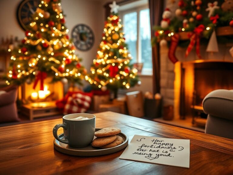 Flick International Cozy living room decorated for the holidays with a Christmas tree and festive atmosphere