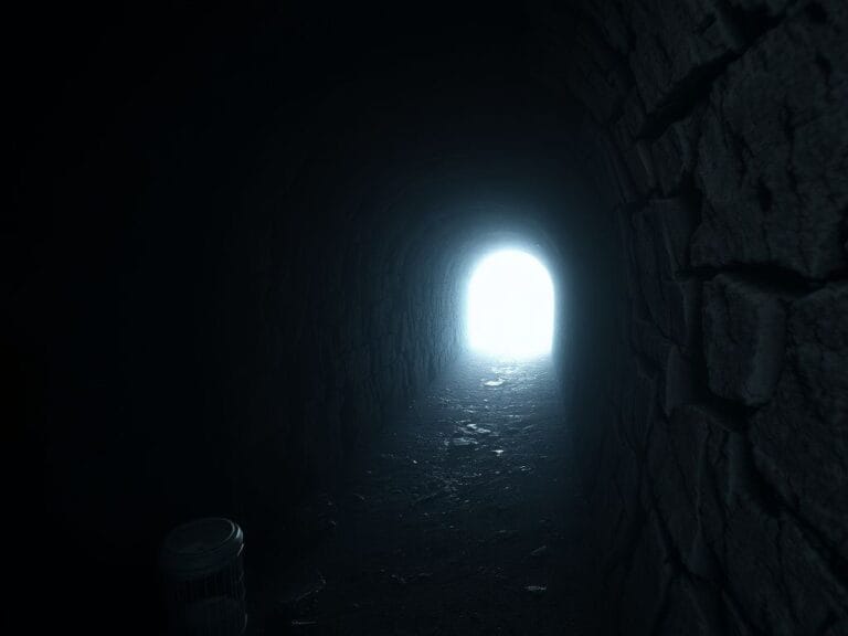 Flick International Dimly lit underground tunnel representing confinement experienced by ex-Hamas hostage Emily Damari during her 471 days in captivity in Gaza.