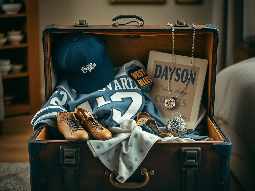 Flick International Vintage trunk filled with Dawson's Creek and Varsity Blues memorabilia symbolizing nostalgia and personal journey