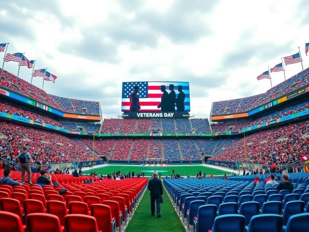 Flick International Vibrant football stadium showcasing contrasting red and blue colors representing political division