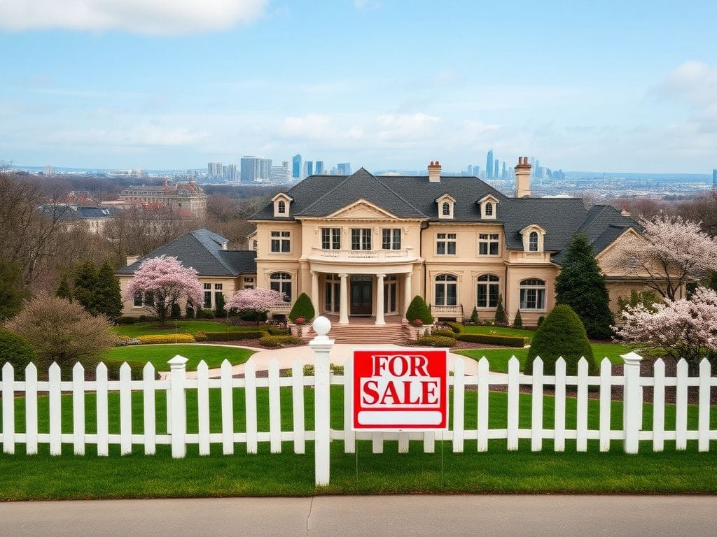 Flick International Luxurious mansion with a for sale sign in front, representing political scrutiny