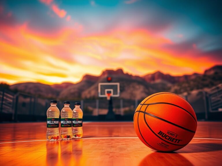 Flick International Basketball court with high-tech sports science equipment at sunset