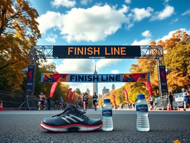 Flick International Vibrant photo finish at the New York City Marathon with runners crossing the finish line