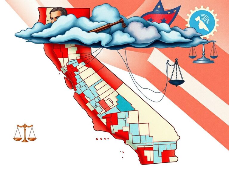 Flick International Artistic reimagining of California's congressional map highlighting gerrymandering intricacies