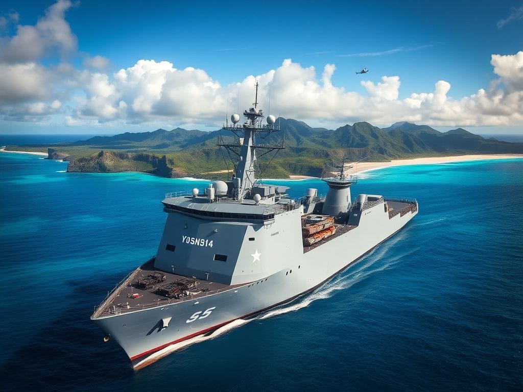 Flick International A Russian Vishnya-class intelligence ship anchored near the Hawaiian coastline