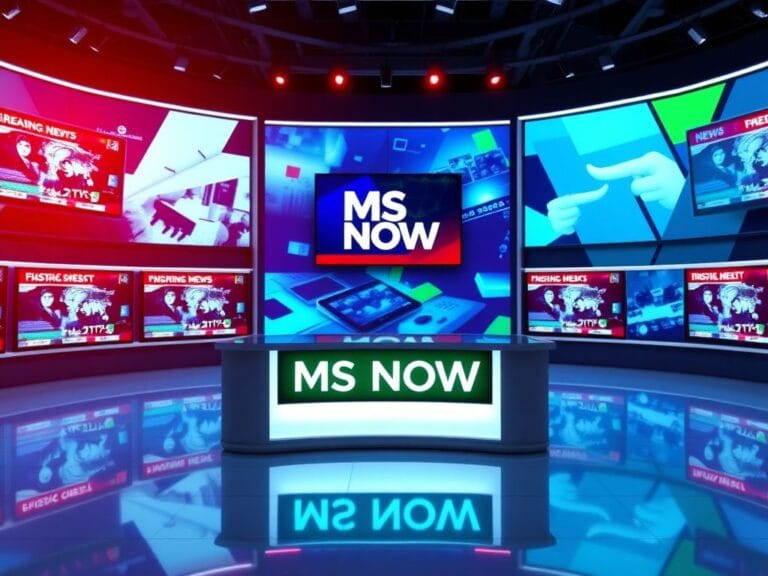 Flick International Modern newsroom with screens displaying breaking news and a polished news desk