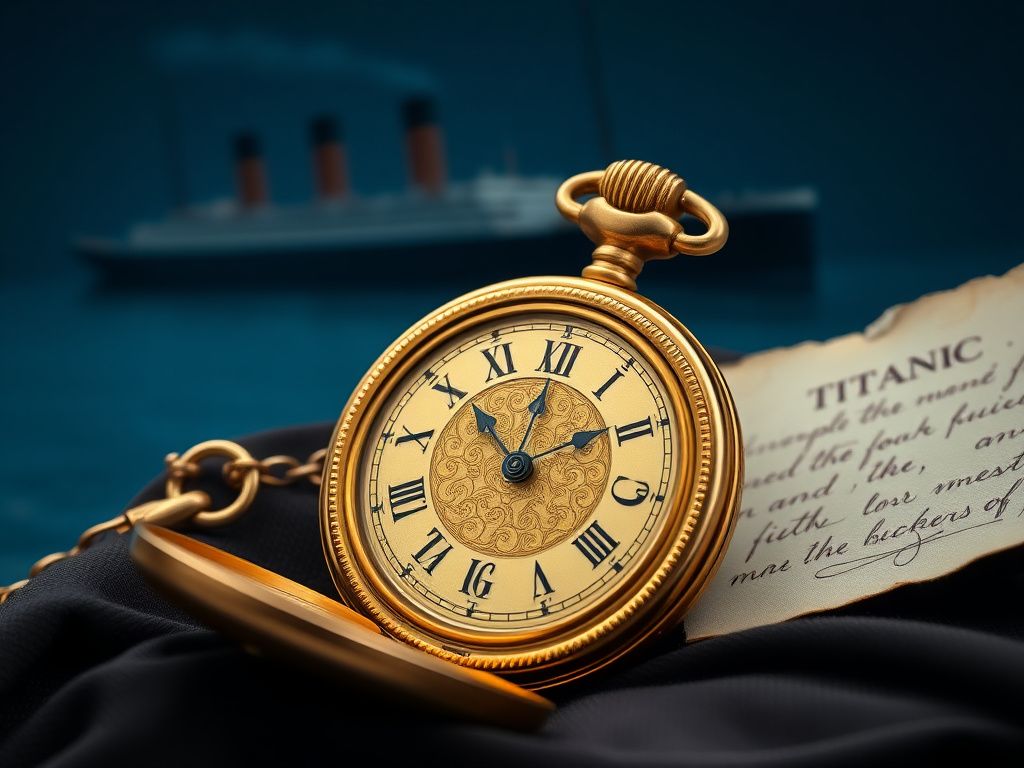 Flick International Exquisite vintage gold pocket watch belonging to Isidor Straus, intricately designed and frozen at 2:20 a.m.