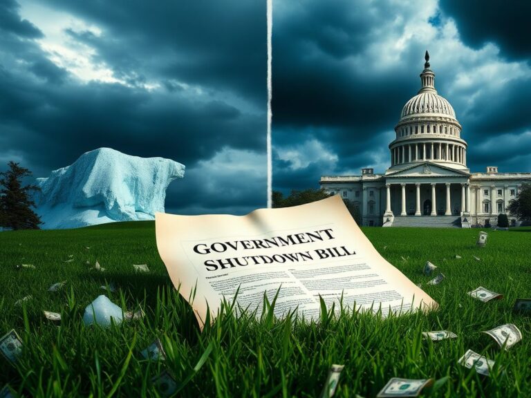 Flick International A divided U.S. Capitol with bright sunlight on one side and dark clouds on the other, representing political conflict