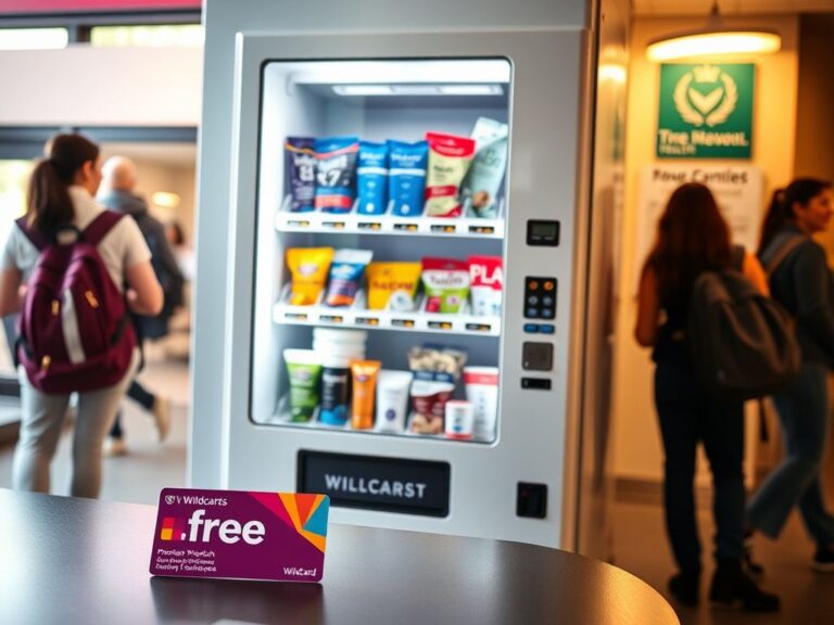 Flick International Modern reproductive health vending machine at Northwestern University showcasing free Plan B and condoms