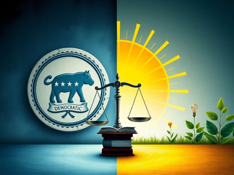 Flick International Abstract representation of political debate contrasting traditional democratic leadership with youthful energy.