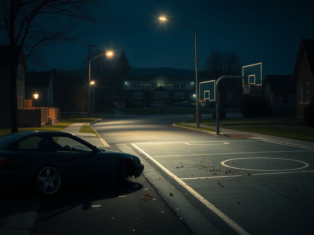 Flick International Damaged car on a quiet Provo street after a DUI incident involving BYU's Kennard Davis Jr.