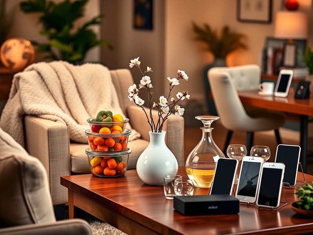 Flick International A cozy home scene featuring Pyrex containers, plush throws, and a wine decanter