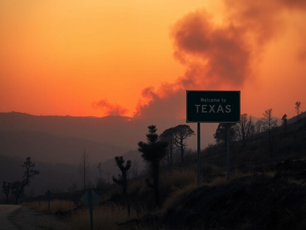 Flick International Scorched California forest landscape with smoke and charred trees indicating wildfire devastation