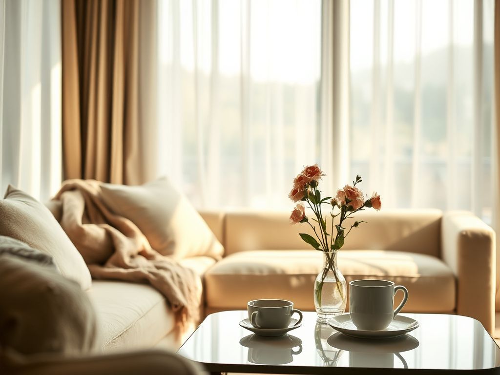 Flick International Cozy, intimate setting symbolizing a blossoming romantic relationship with soft lighting and elegant decor