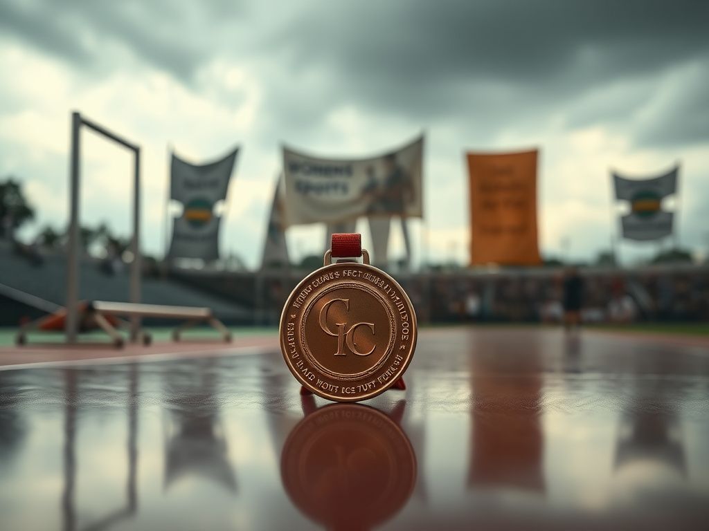Flick International A gleaming bronze medal symbolizing triumph amidst controversy in athletics