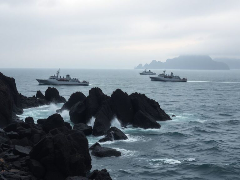 Flick International Panoramic view of Chinese coast guard ships patrolling the Senkaku Islands waters