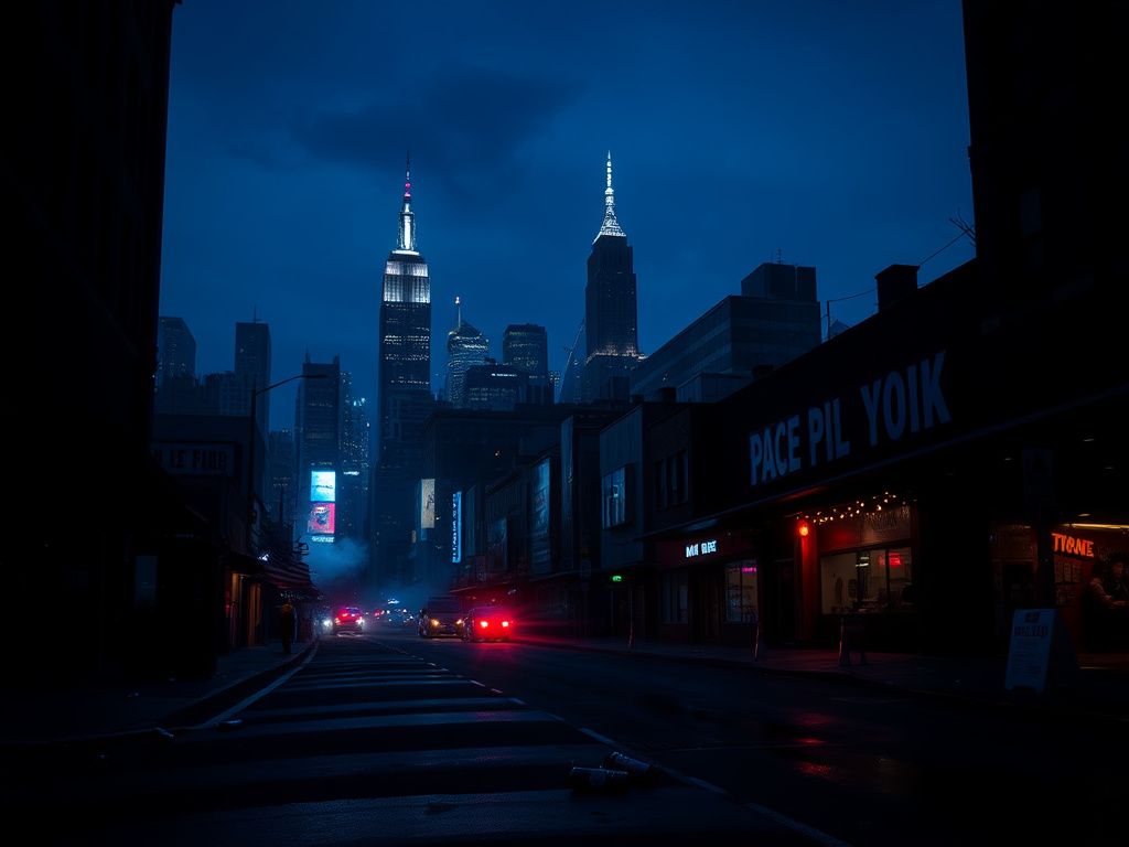 Flick International Nighttime cityscape of New York City illustrating urban beauty amidst danger