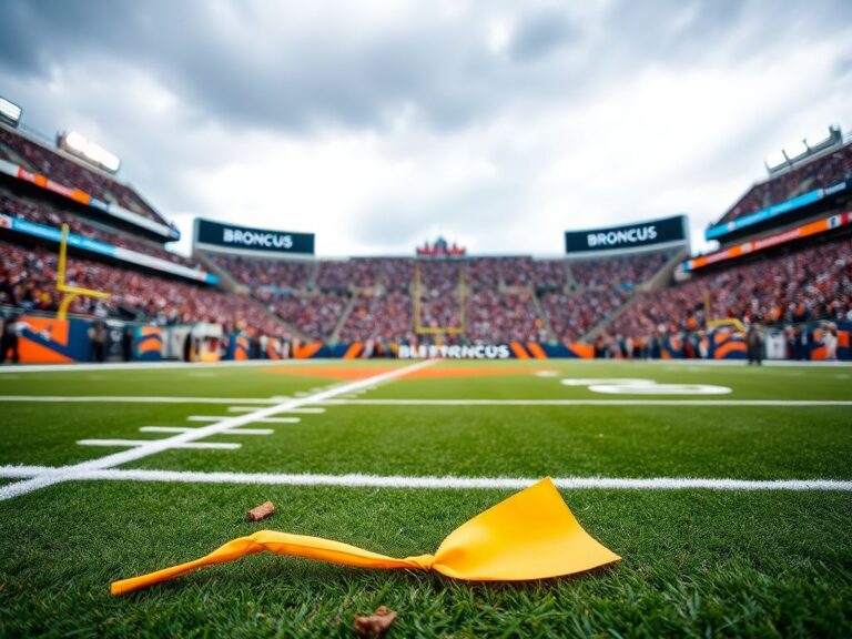 Flick International Denver Broncos head coach Sean Payton collides with an NFL official on a football field