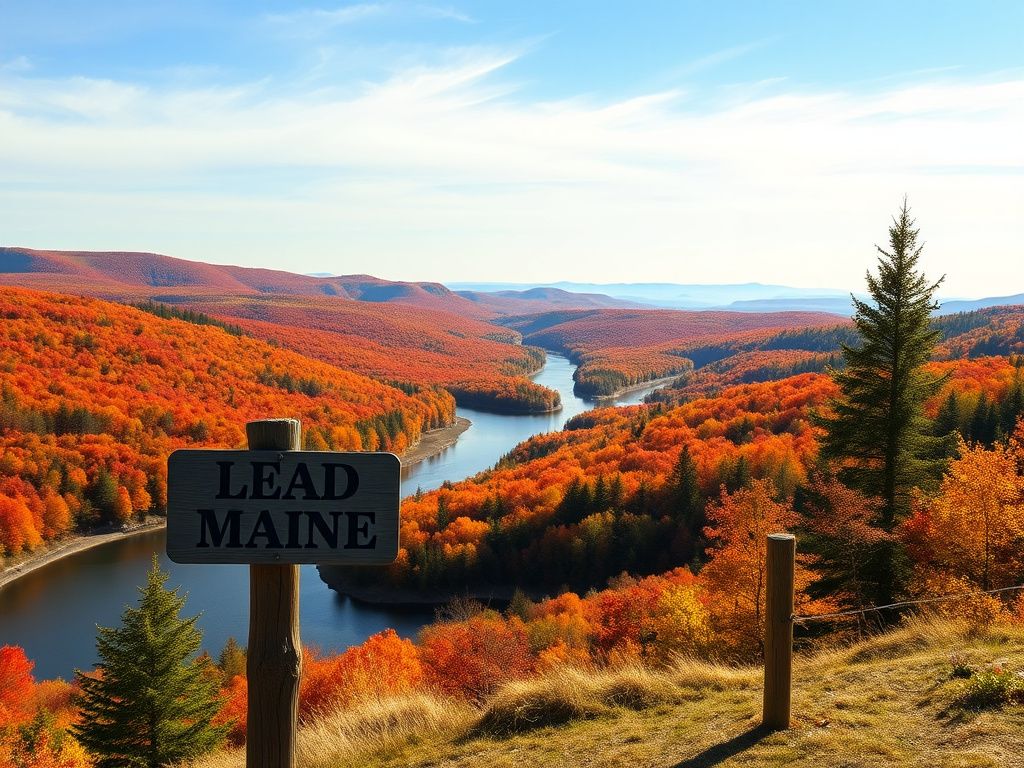 Flick International Panoramic view of rolling hills and vibrant autumn forest in Maine