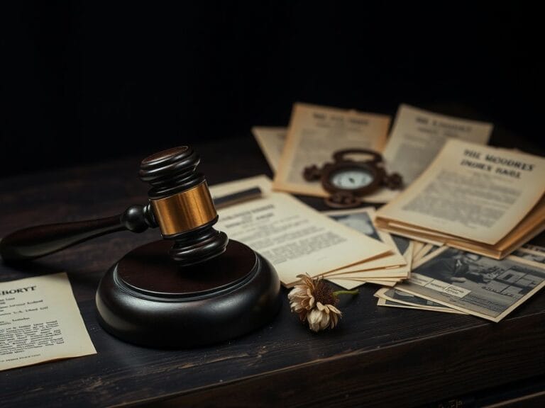 Flick International A closed auction gavel resting on a dark wooden table surrounded by Holocaust-related artifacts.