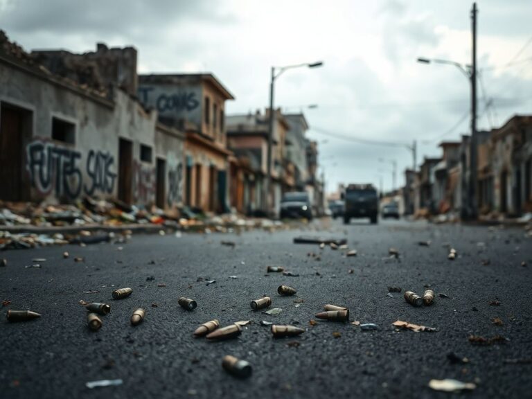 Flick International Dark urban landscape in Port-au-Prince, showcasing aftermath of gang violence