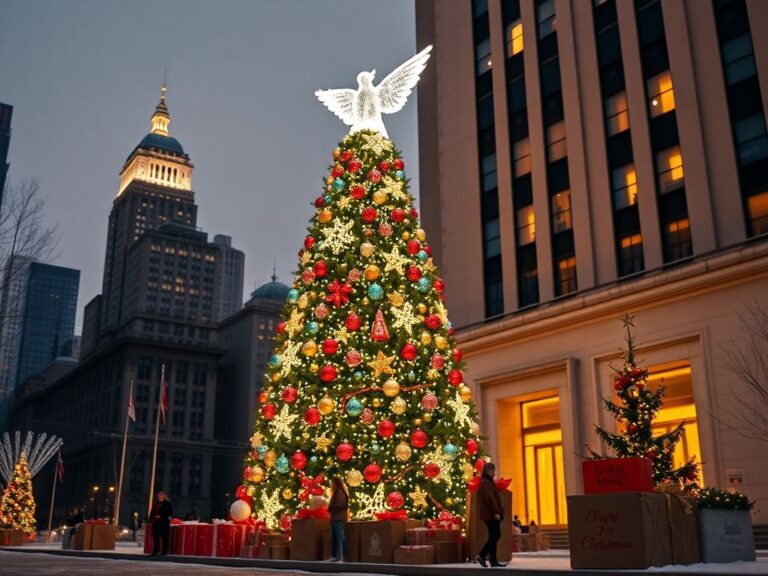 Flick International A beautifully decorated 50-foot Christmas tree illuminated by 340,000 lights in New York City