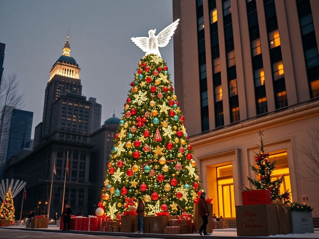 Flick International A beautifully decorated 50-foot Christmas tree illuminated by 340,000 lights in New York City