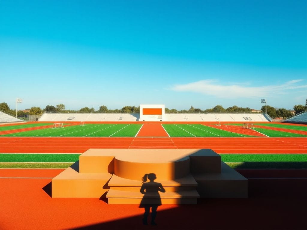 Flick International Empty podium at a high school track field symbolizing protest against trans-inclusion policies in female athletics