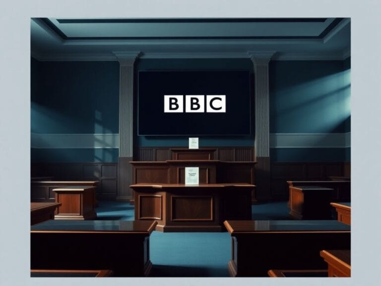 Flick International Dramatic empty courtroom showcasing legal tension with lawsuit documents