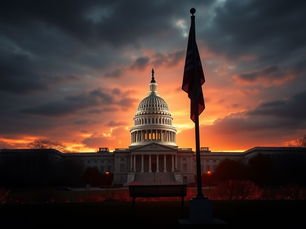 Flick International U.S. Capitol building at sunset with 9/11 memorial elements
