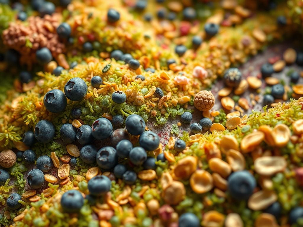 Flick International Close-up of a healthy human gut microbiome showcasing colorful bacteria and signs of imbalance