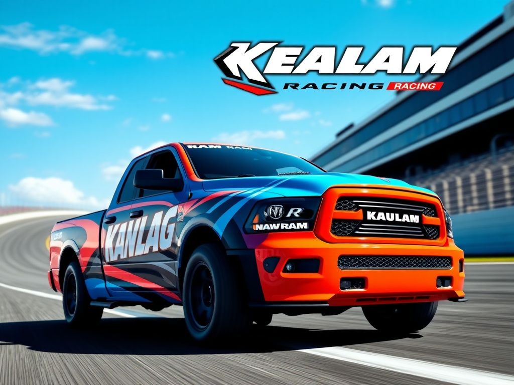 Flick International A vibrant Ram 1500 truck representing Kaulig Racing at Daytona International Speedway