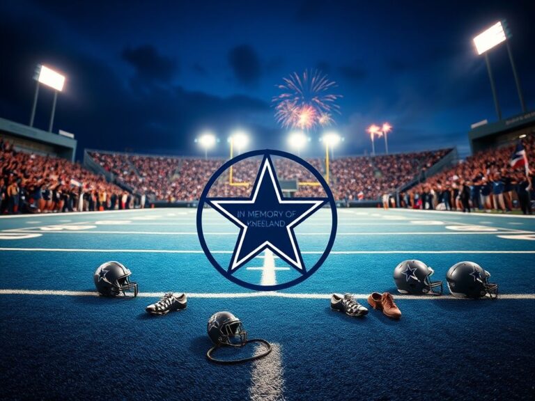 Flick International Dallas Cowboys stadium scene honoring Marshawn Kneeland with blue and silver colors under night lights