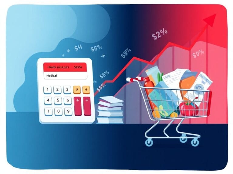 Flick International Conceptual illustration showing the contrast between healthcare costs and everyday expenses, featuring a health savings account and medical bills.