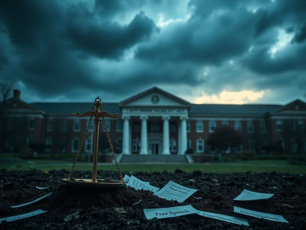Flick International Exterior of the J. David Rosenberg College of Law at the University of Kentucky with broken scale of justice symbolizing censorship