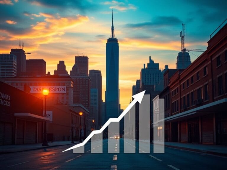 Flick International New York City skyline at sunset with economic downturn visuals