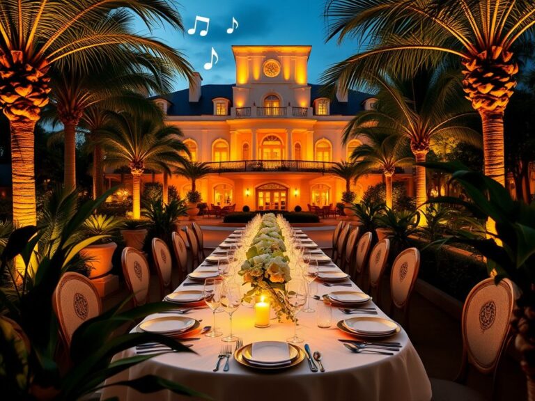 Flick International Luxurious outdoor dining setup at Mar-a-Lago party