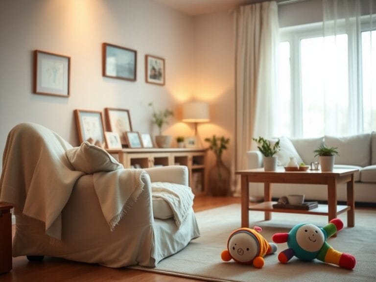 Flick International Cozy family living room with warm lighting and personal touches