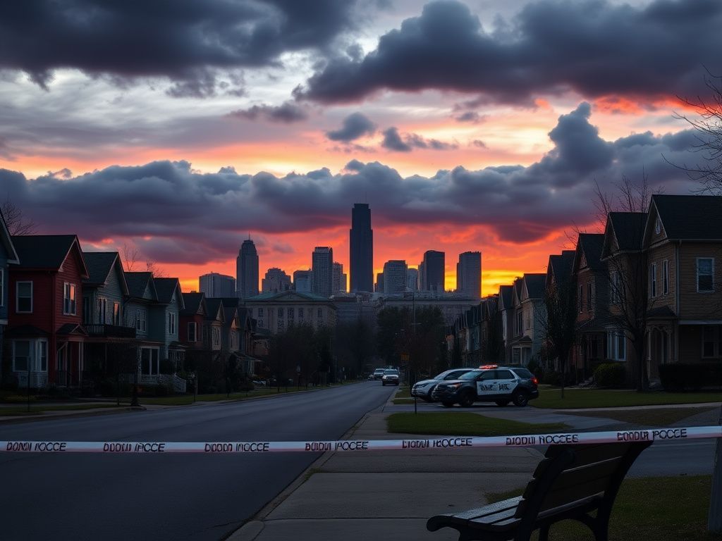 Flick International Panoramic view of Charlotte skyline at sunset with dark clouds