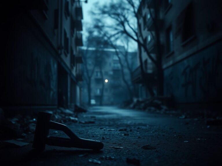 Flick International Dimly lit urban alleyway with a tire iron on the ground