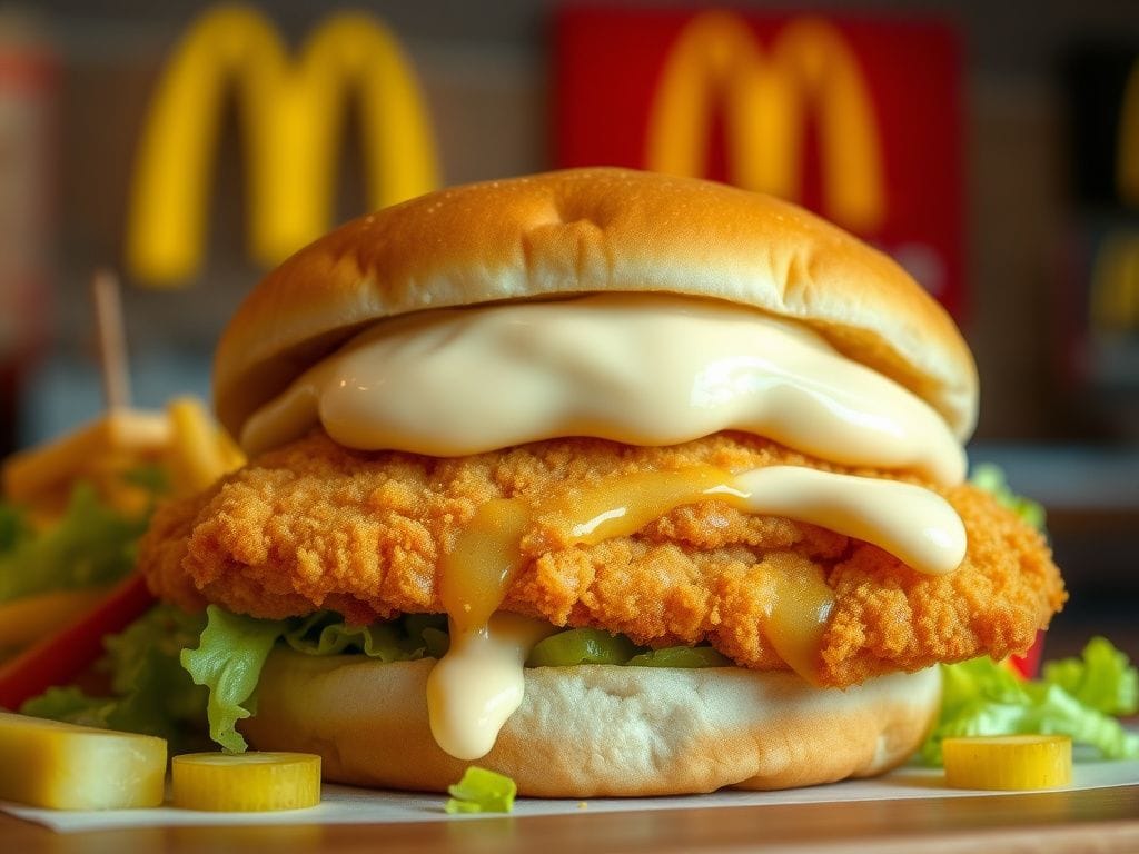 Flick International Close-up of a McDonald's Filet-O-Fish sandwich with tartar sauce