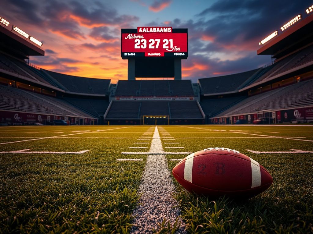 Flick International Twilight football stadium with a single scuffed football on the grass