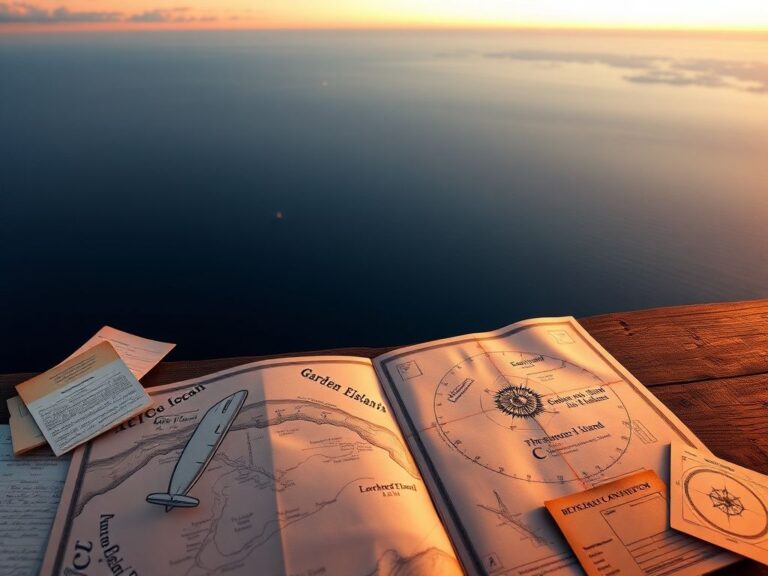 Flick International Aerial view of the Pacific Ocean at twilight with vintage navigation map