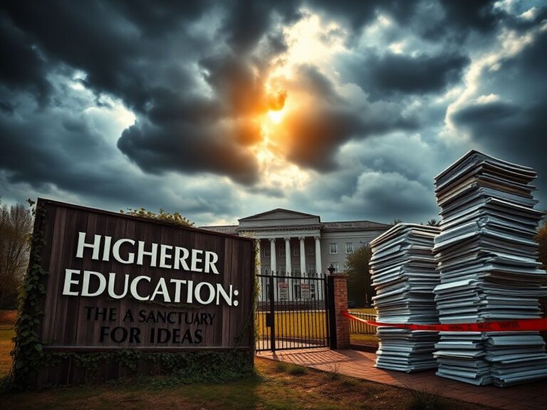 Flick International A dynamic university campus scene symbolizing tension between academic freedom and governmental control.