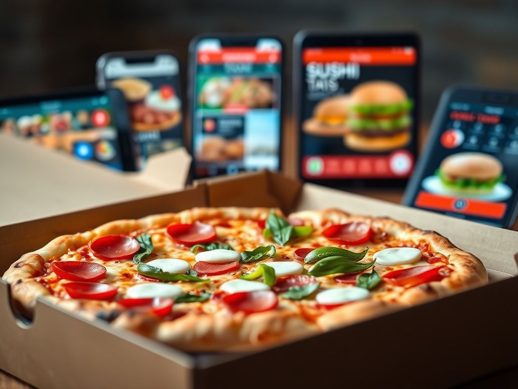 Flick International A close-up shot of a pizza box with a partially opened lid showcasing a perfectly baked pizza with vibrant toppings.