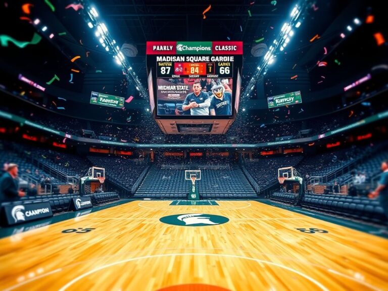 Flick International Basketball court at Madison Square Garden during the Champions Classic match between Michigan State and Kentucky
