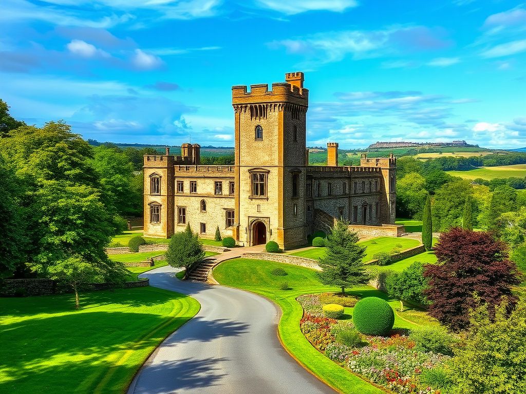 Flick International A majestic medieval castle in Northumberland with a stunning landscape backdrop