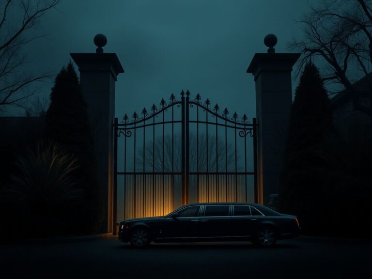 Flick International Dark gates partially ajar symbolizing security and exclusivity